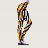 Tiger Stripe schwarz Orange Wildtier Hautmuster Leggings (Rechts)