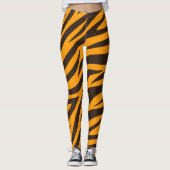 Tiger Stripe schwarz Orange Wildtier Hautmuster Leggings (Vorderseite)