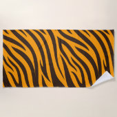 Tiger Stripe schwarz Orange Wildtier Hautmuster Strandtuch (Vorderseite)