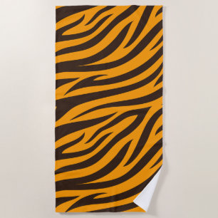 Tiger Stripe schwarz Orange Wildtier Hautmuster Strandtuch