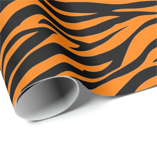 TIGER STRIPE, SCHWARZ UND ORANGE Wrapping Paper Geschenkpapier (Rolleneckpunkt)
