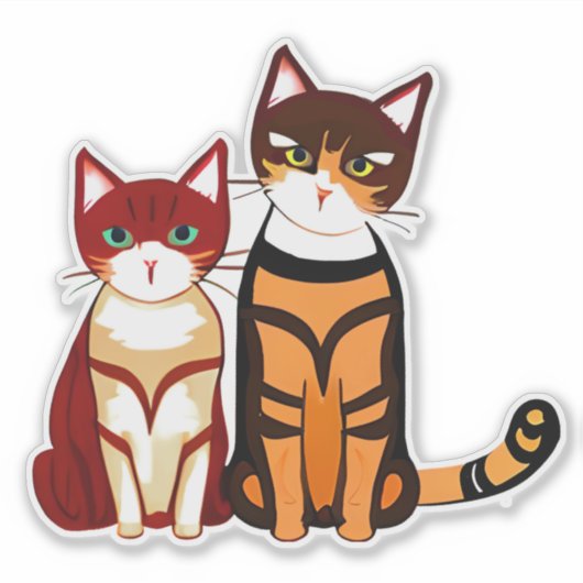 Tiger Striped Cat und Ginger Kitten Aufkleber (Vorderseite)