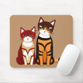 Tiger Striped Cat und Ginger Kitten Mousepad (Mit Mouse)