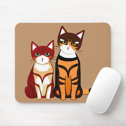 Tiger Striped Cat und Ginger Kitten Mousepad (Mit Mouse)