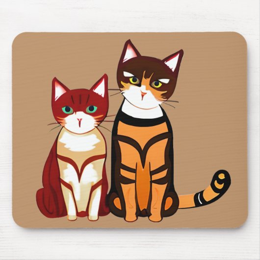 Tiger Striped Cat und Ginger Kitten Mousepad (Vorne)