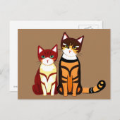 Tiger Striped Cat und Ginger Kitten Postkarte (Vorne/Hinten)