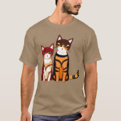 Tiger Striped Cat und Ginger Kitten T-Shirt (Vorderseite)