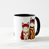 Tiger Striped Cat und Ginger Kitten Tasse (VorderseiteRechts)