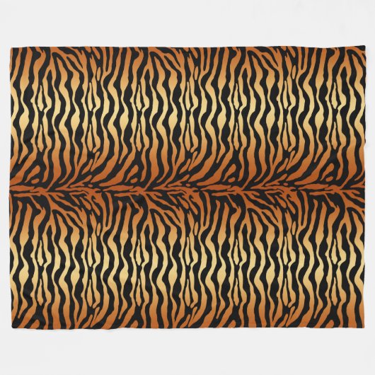 Tiger Stripes Animal Print, Amber, Schwarz und Tan Fleecedecke (Vorderseite (Horizontal))