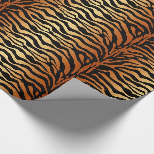Tiger Stripes Animal Print, Amber, Schwarz und Tan Geschenkpapier (Ecke)