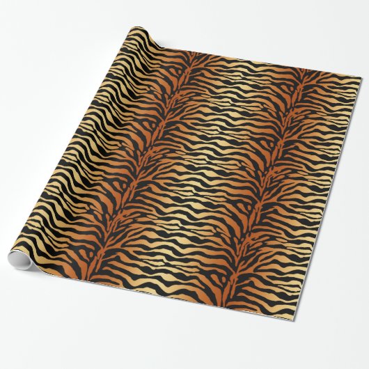 Tiger Stripes Animal Print, Amber, Schwarz und Tan Geschenkpapier (Ungerollt)