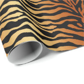 Tiger Stripes Animal Print, Amber, Schwarz und Tan Geschenkpapier (Rolleneckpunkt)