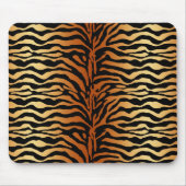 Tiger Stripes Animal Print, Amber, Schwarz und Tan Mousepad (Vorne)