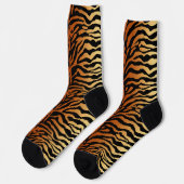 Tiger Stripes Animal Print, Amber, Schwarz und Tan Socken (Linkes Detail)