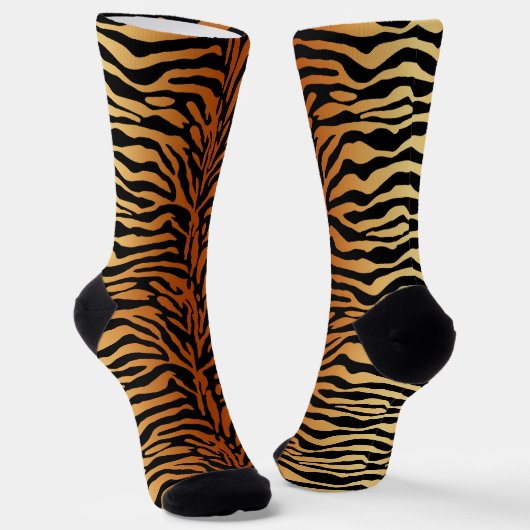 Tiger Stripes Animal Print, Amber, Schwarz und Tan Socken (Gewinkelt)