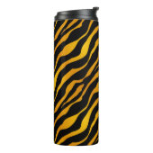 Tiger Stripes Animal Print, Amber und Schwarz Thermosbecher (Nach links gedreht)