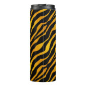 Tiger Stripes Animal Print, Amber und Schwarz Thermosbecher (Rückseite)