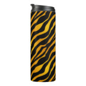 Tiger Stripes Animal Print, Amber und Schwarz Thermosbecher (Nach rechts gedreht)