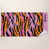 Tiger Stripes Animal Print Colority y2k Name Strandtuch (Vorderseite)