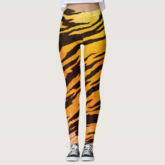 Tiger Stripes Animal Print Muster Leggings (Vorderseite)