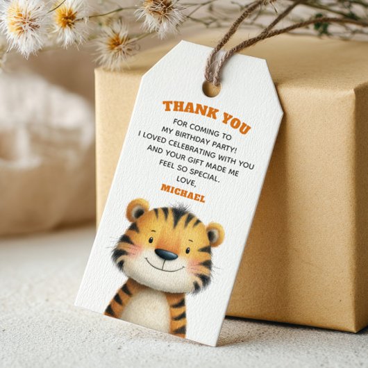 Tiger Stripes Cute Safari 1st Birthday Thank You Geschenkanhänger
