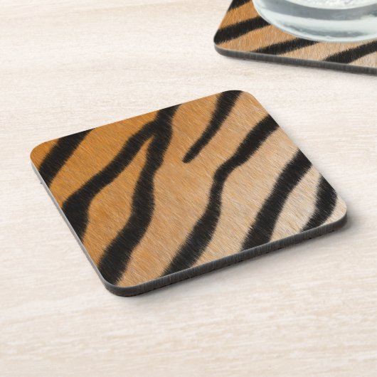 Tiger Stripes Exotic Fur Realistic Animal Print Getränkeuntersetzer (Linke Seite)