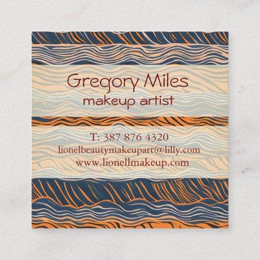 Tiger Stripes Inspiriertes Design Quadratische Visitenkarte (Rückseite)