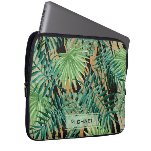 Tiger Stripes Jungle Camouflage Personalised Laptopschutzhülle (Vorne Rechts)