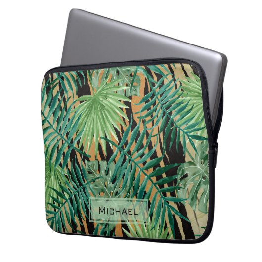 Tiger Stripes Jungle Camouflage Personalised Laptopschutzhülle (Vorderseite Links)