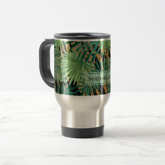 Tiger Stripes Jungle Camouflage Personalised Reisebecher (Vorderseite Links)