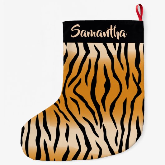 Tiger Stripes Muster Grosser Weihnachtsmann Strump Großer Weihnachtsstrumpf (Rückseite)