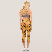 Tiger Stripes Orange Muster Capri Leggings (Rückseite)