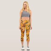 Tiger Stripes Orange Muster Capri Leggings (Vorderseite)