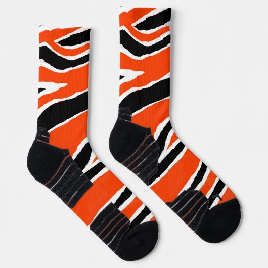 Tiger Stripes Orange Schwarzes Muster Socken (Rechts)