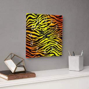 Tiger Stripes Quadratische Wanduhr