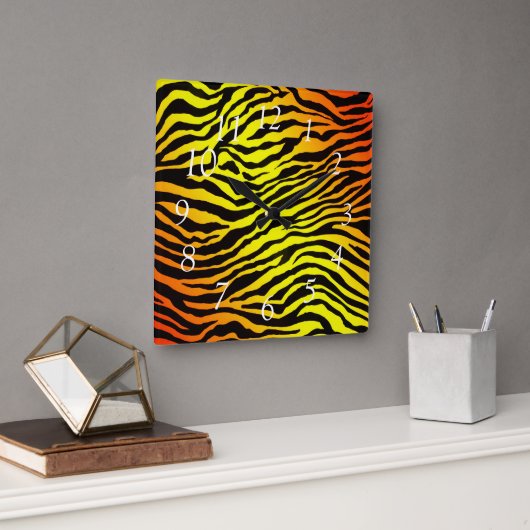 Tiger Stripes Quadratische Wanduhr (Büro)