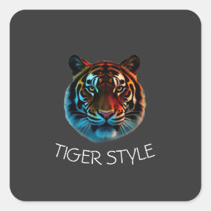 Tiger Style – Wilde Energie Grafik Quadratischer Aufkleber