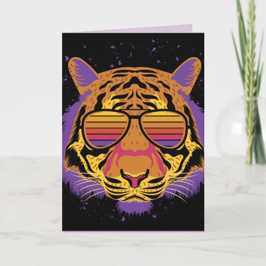 TIGER SUNGLASSEN GROSSE KATZE BIRTHDAY CARD KARTE (Vorderseite)