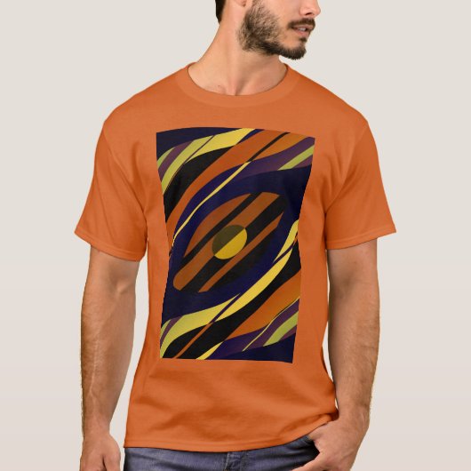 Tiger Sunset Orange Black Yellow Blue Pattern T-Shirt (Vorderseite)