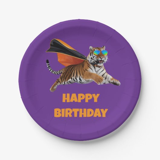 Tiger Superhero Pappteller (Vorderseite)