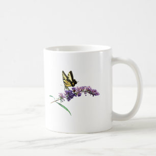 Tiger Swallowtail auf lila Schmetterlingsflieder Kaffeetasse