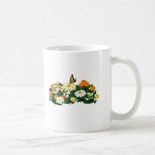 Tiger Swallowtail auf Zinnia Kaffeetasse