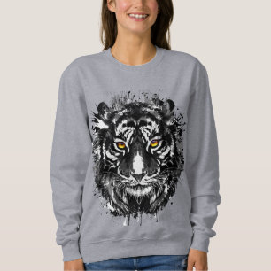 Tiger Sweatshirt Schwarzer und Weißer Tiger Zeic