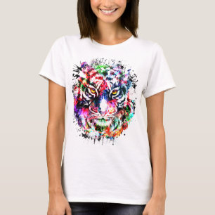Tiger T - Shirt Farblich Zeichnend Abstrakte K