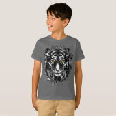 Tiger T - Shirt | Schwarzer und weißer Tiger Zeich (Vorne ganz)