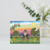 Tiger Tabby Katze 1 - Helle Landschaft Postkarte (Stehend Vorderseite)