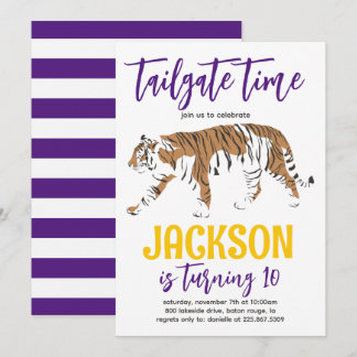Tiger Tailgate Birthday Invite Einladung