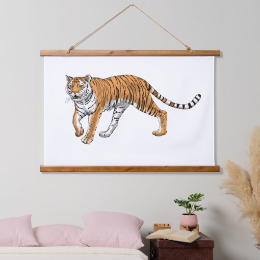 Tiger Tapestry Wandteppich Mit Holzrahmen (Schlafzimmer)