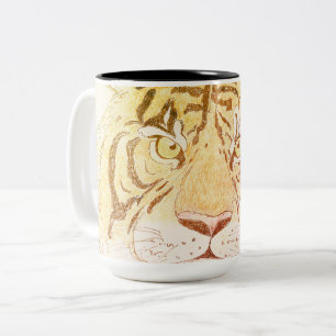 Tiger-Tasse - Nah und persönlich aufsteigen Zweifarbige Tasse