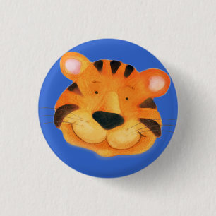 Tiger-Taste - orange & blau Button